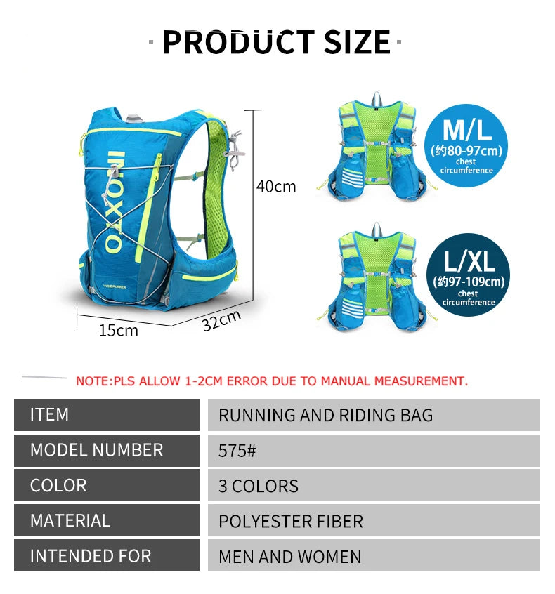 8L Hydration Vest Backpack – Running, Cycling, Hiking with 1.5L Bladder & 2x500ml Bottles